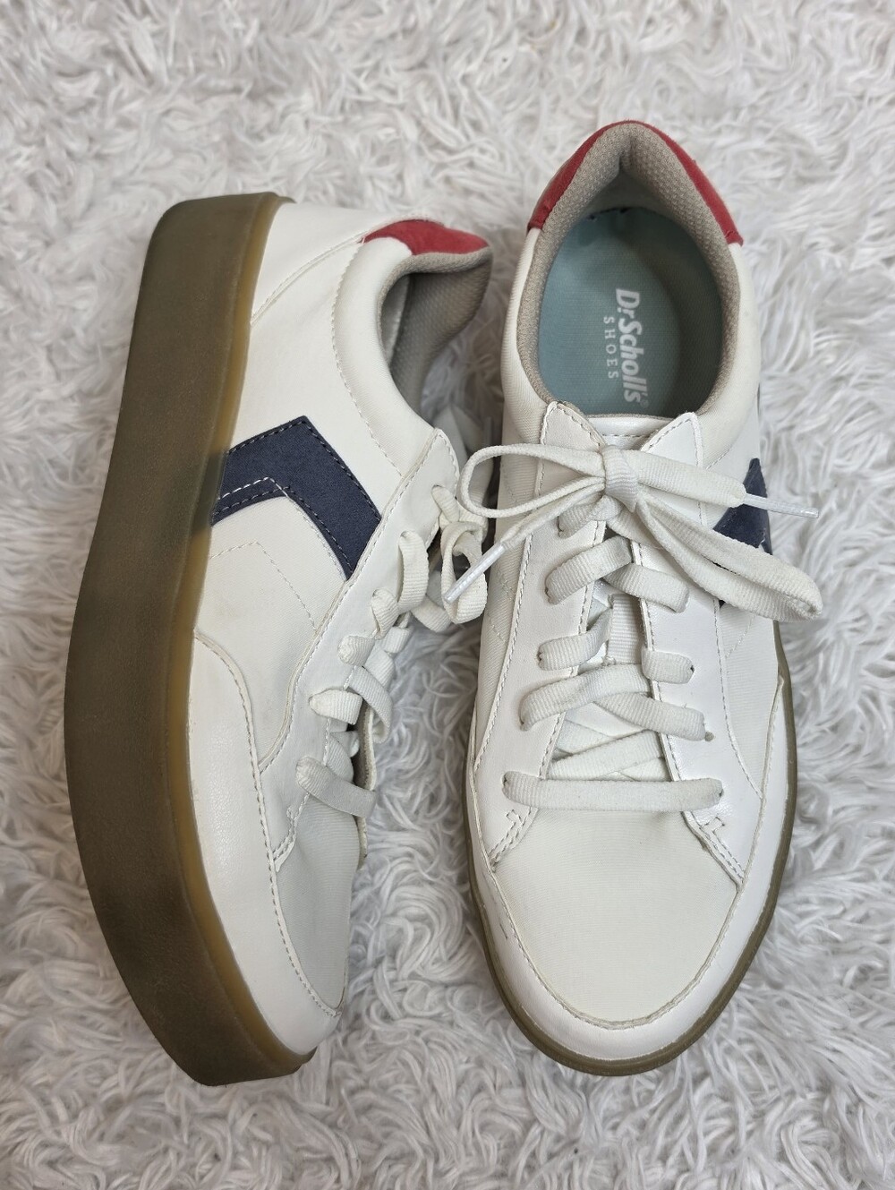 Dr. Scholl's Madison Lace White Leather Chunky Platform Sneakers Size 8.5M